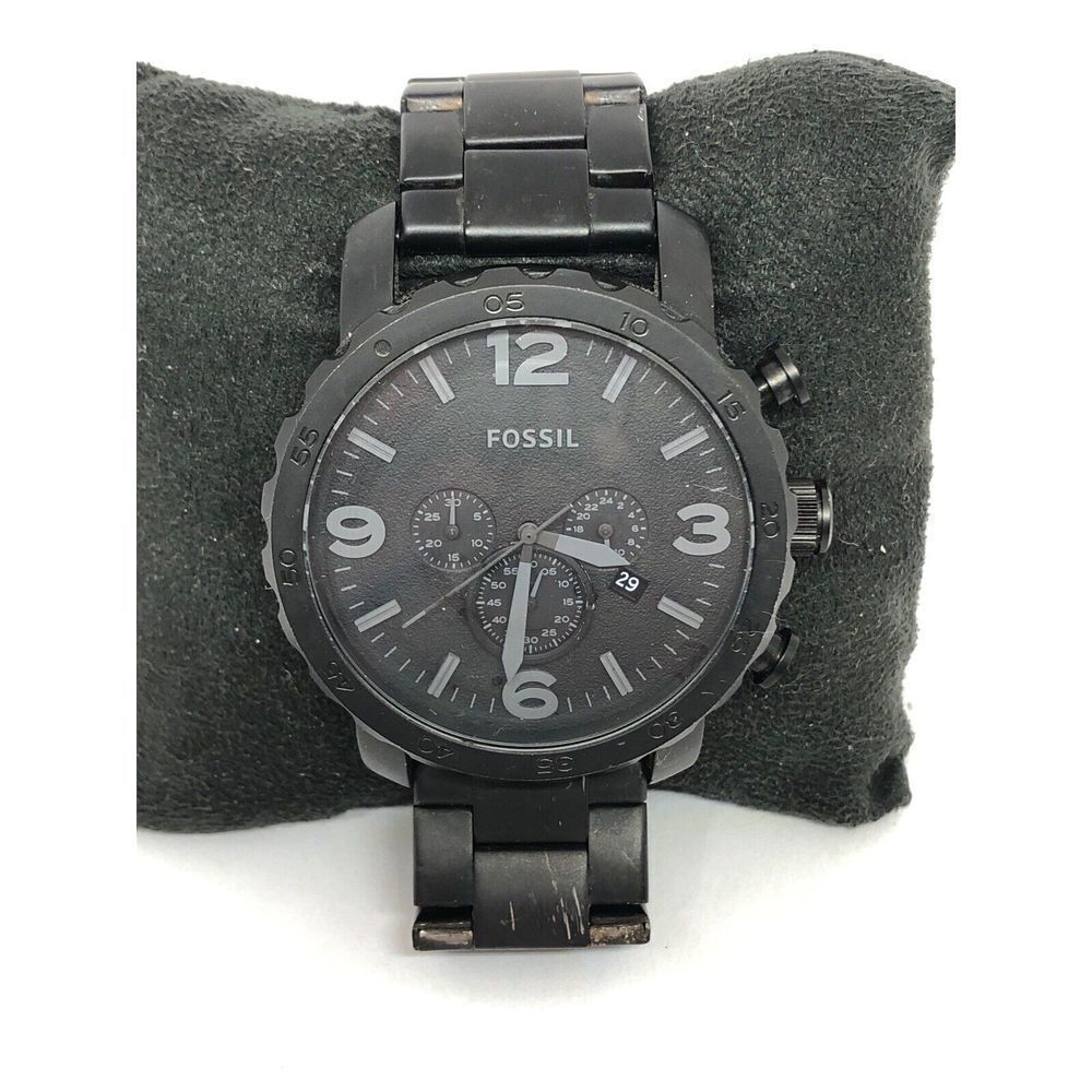 Fossil JR1354 Men's Stainless Steel Analog Black Dial Quartz Genuine Watch DV28